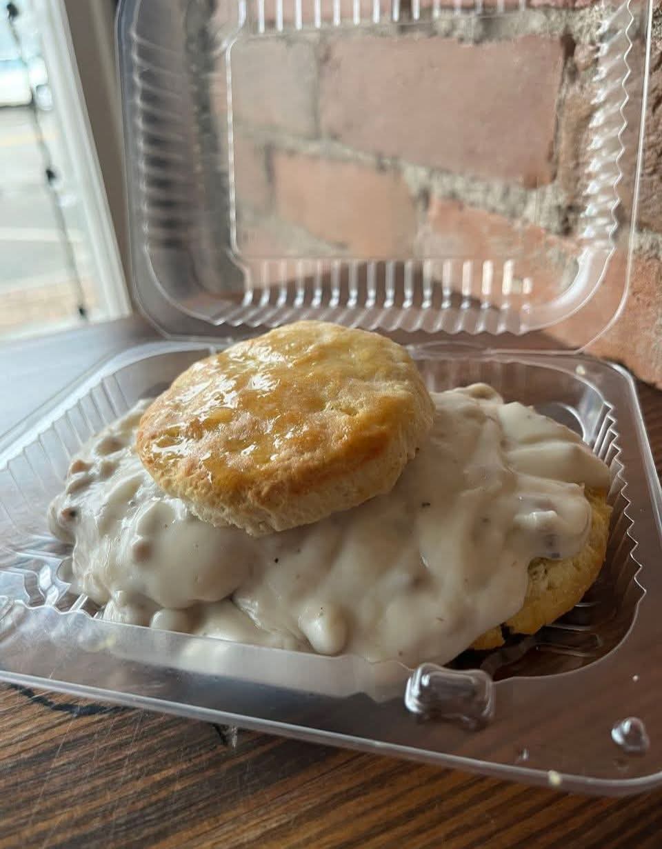 Homemade biscuits and gravy on weekends