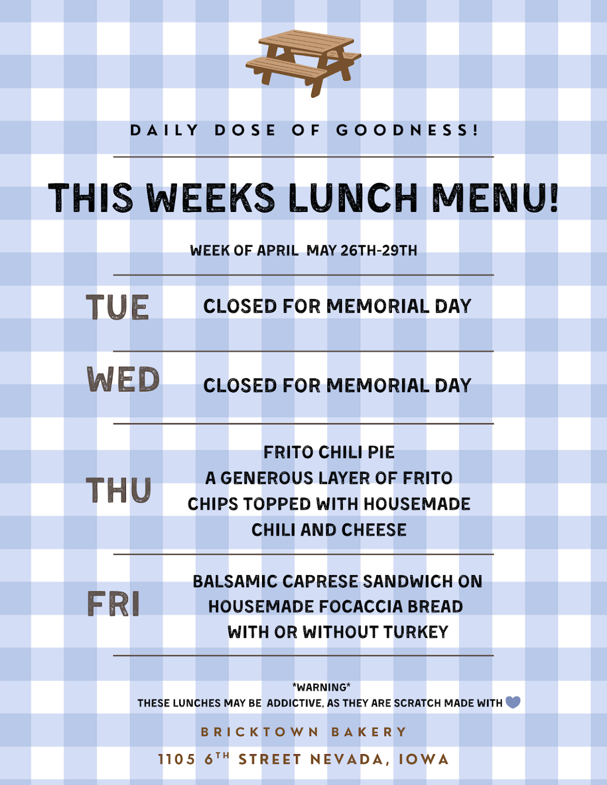 Lunch menu offerings